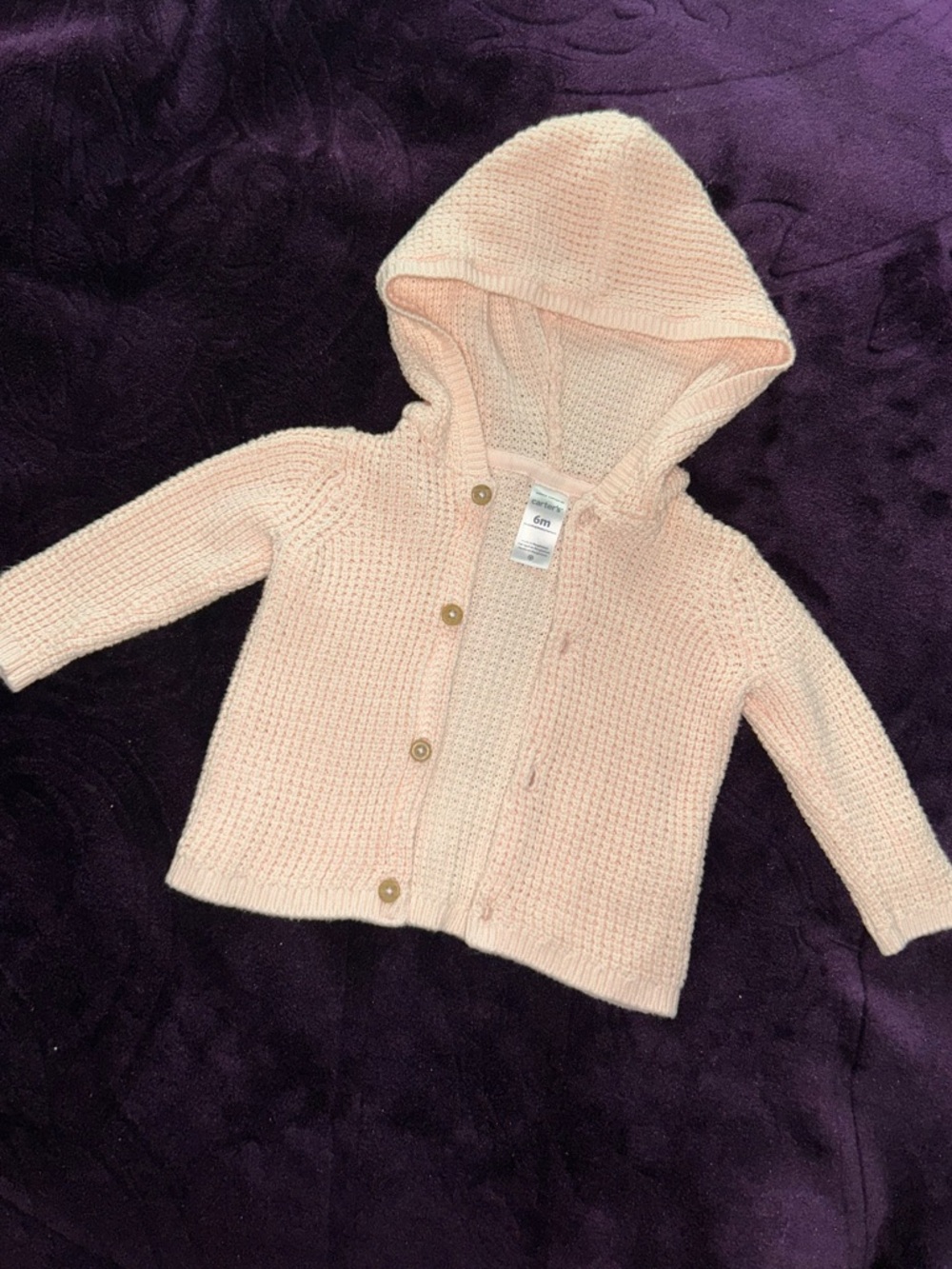Carter's Light Pink Hooded Knit Cardigan